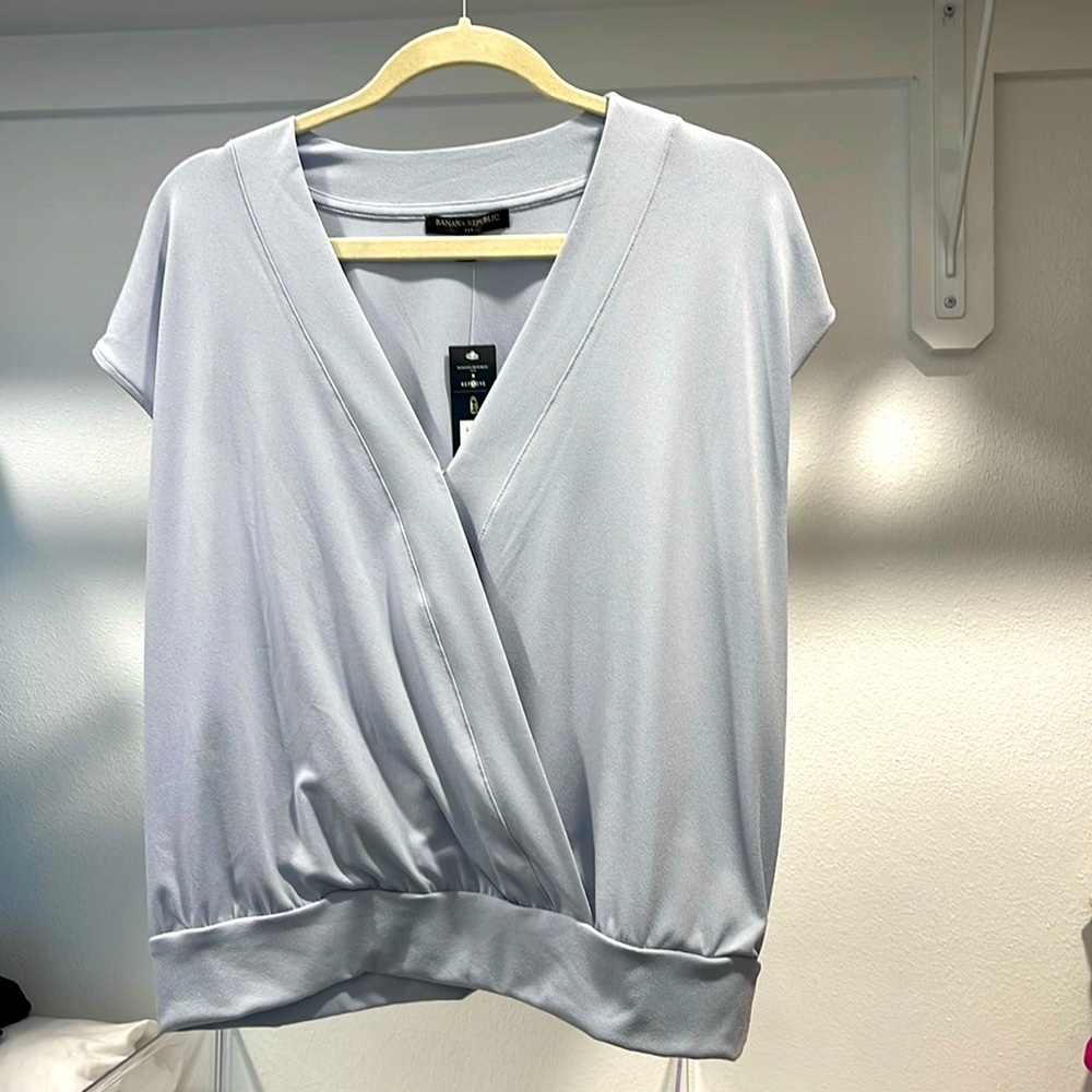 NWT Banana Republic sky blue wrap-style blouse